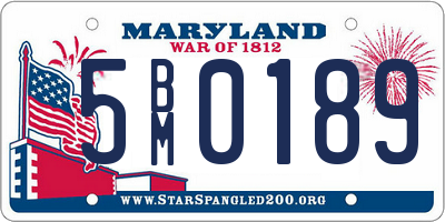 MD license plate 5BM0189
