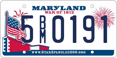 MD license plate 5BM0191