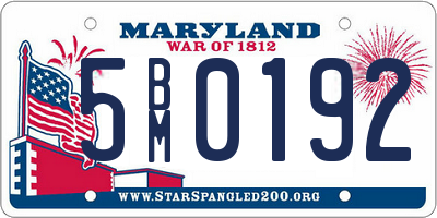 MD license plate 5BM0192