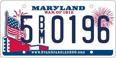 MD license plate 5BM0196