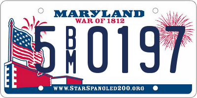 MD license plate 5BM0197
