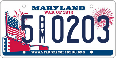 MD license plate 5BM0203