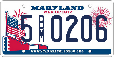 MD license plate 5BM0206