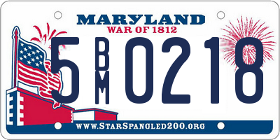MD license plate 5BM0218