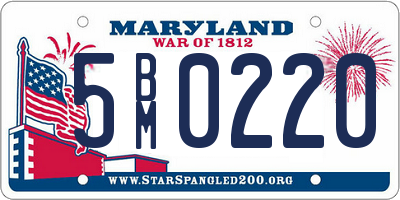 MD license plate 5BM0220