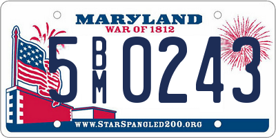 MD license plate 5BM0243