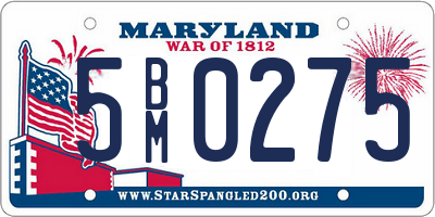 MD license plate 5BM0275