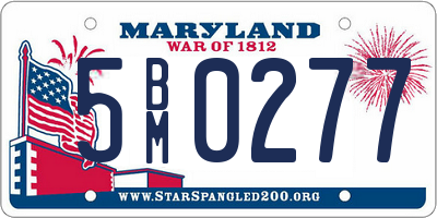 MD license plate 5BM0277