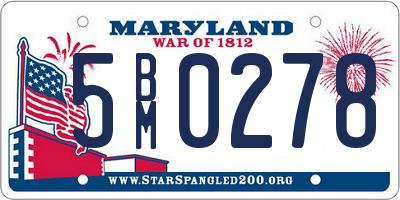 MD license plate 5BM0278
