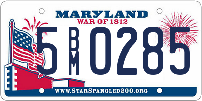 MD license plate 5BM0285