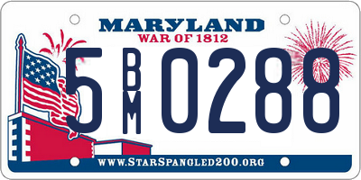 MD license plate 5BM0288