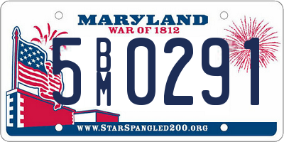 MD license plate 5BM0291