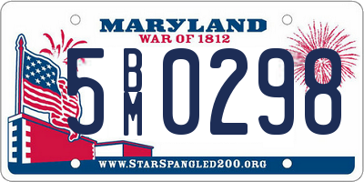 MD license plate 5BM0298