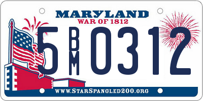 MD license plate 5BM0312