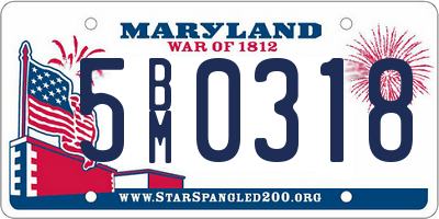 MD license plate 5BM0318