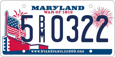 MD license plate 5BM0322