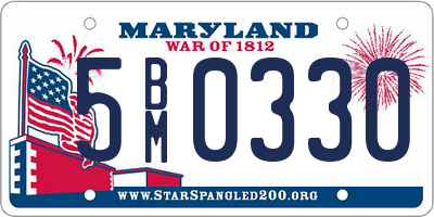 MD license plate 5BM0330