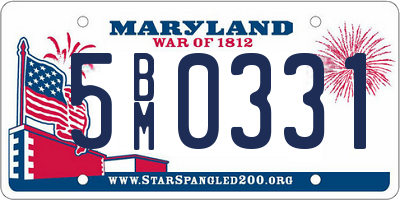 MD license plate 5BM0331