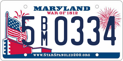 MD license plate 5BM0334