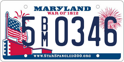 MD license plate 5BM0346