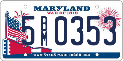 MD license plate 5BM0353