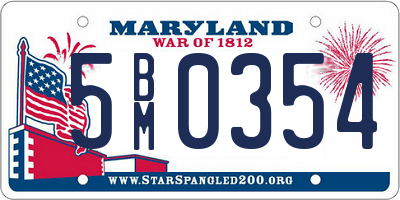 MD license plate 5BM0354