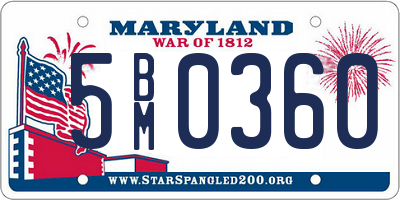 MD license plate 5BM0360