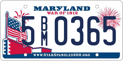 MD license plate 5BM0365