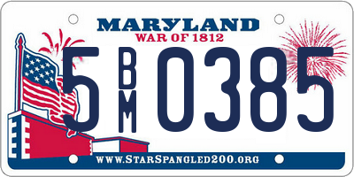 MD license plate 5BM0385