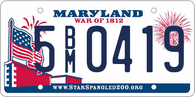 MD license plate 5BM0419