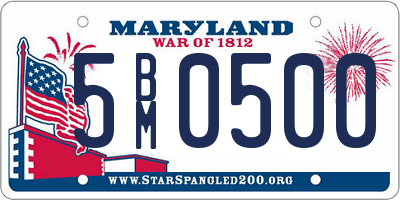 MD license plate 5BM0500