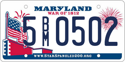 MD license plate 5BM0502