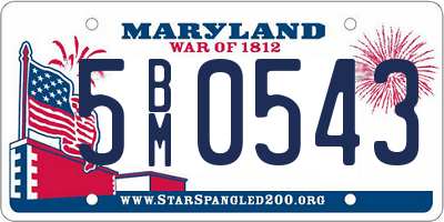 MD license plate 5BM0543