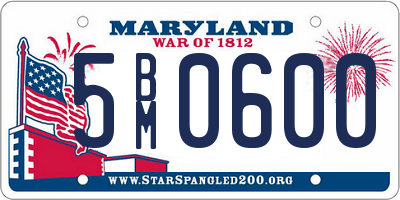 MD license plate 5BM0600