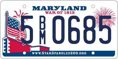 MD license plate 5BM0685