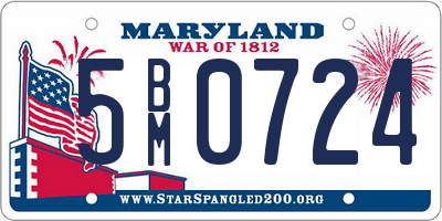 MD license plate 5BM0724