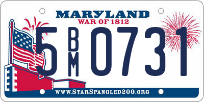 MD license plate 5BM0731