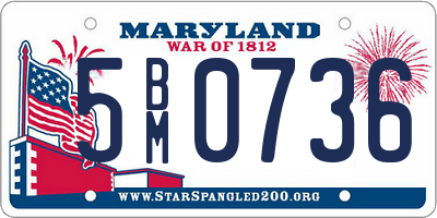 MD license plate 5BM0736
