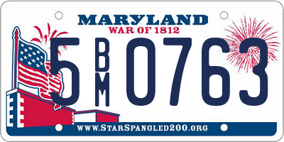 MD license plate 5BM0763
