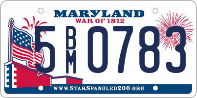 MD license plate 5BM0783
