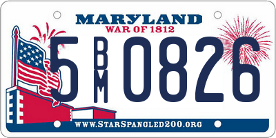MD license plate 5BM0826