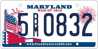 MD license plate 5BM0832