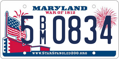 MD license plate 5BM0834