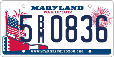 MD license plate 5BM0836