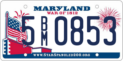 MD license plate 5BM0853