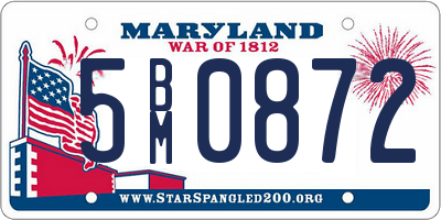 MD license plate 5BM0872