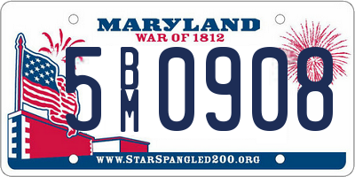 MD license plate 5BM0908