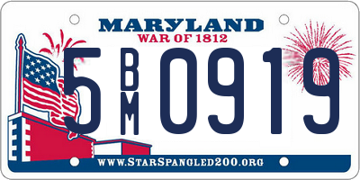 MD license plate 5BM0919