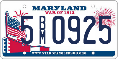 MD license plate 5BM0925