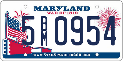 MD license plate 5BM0954